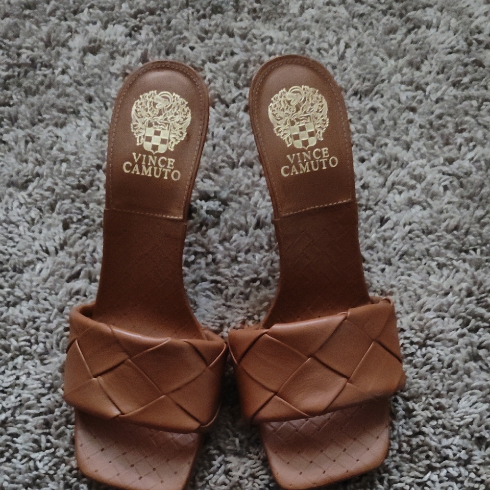 Vince Camuto Brown Woven Leather Sandals